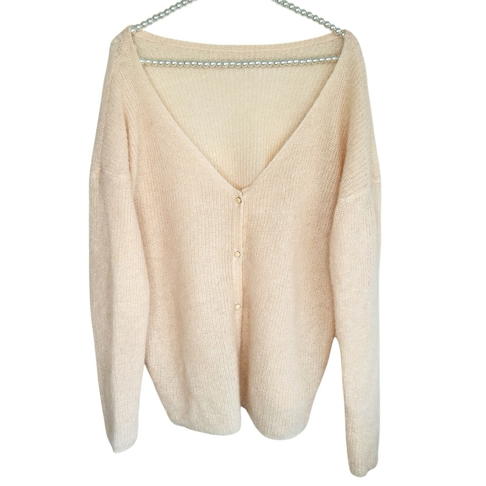 Sezane Berry Cream/very light pink Cardigan Sweater